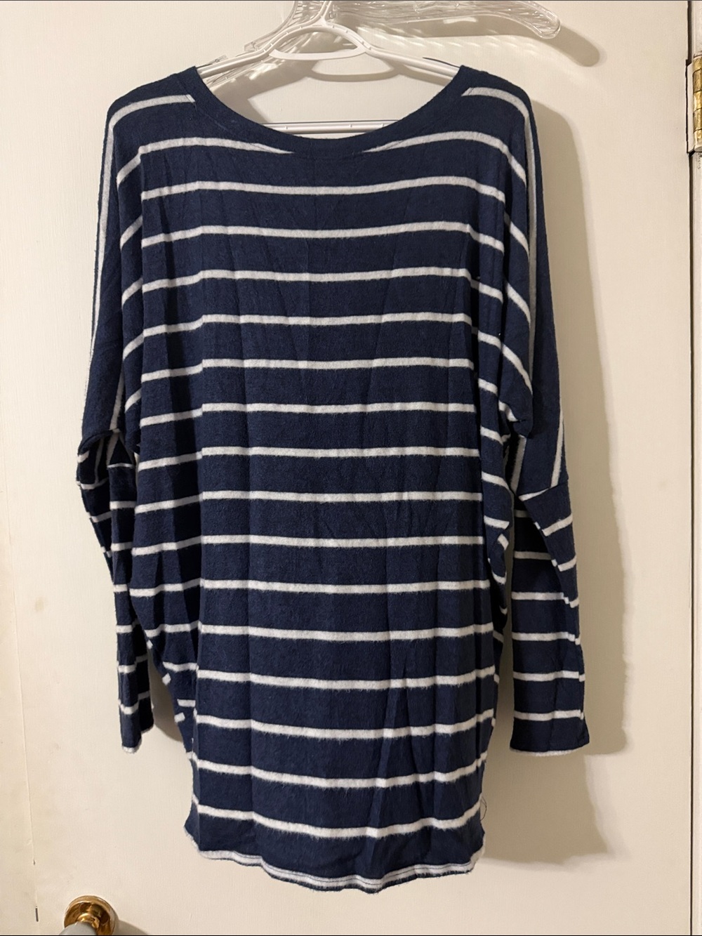 Navy & White Striped Boatneck Tunic Top
